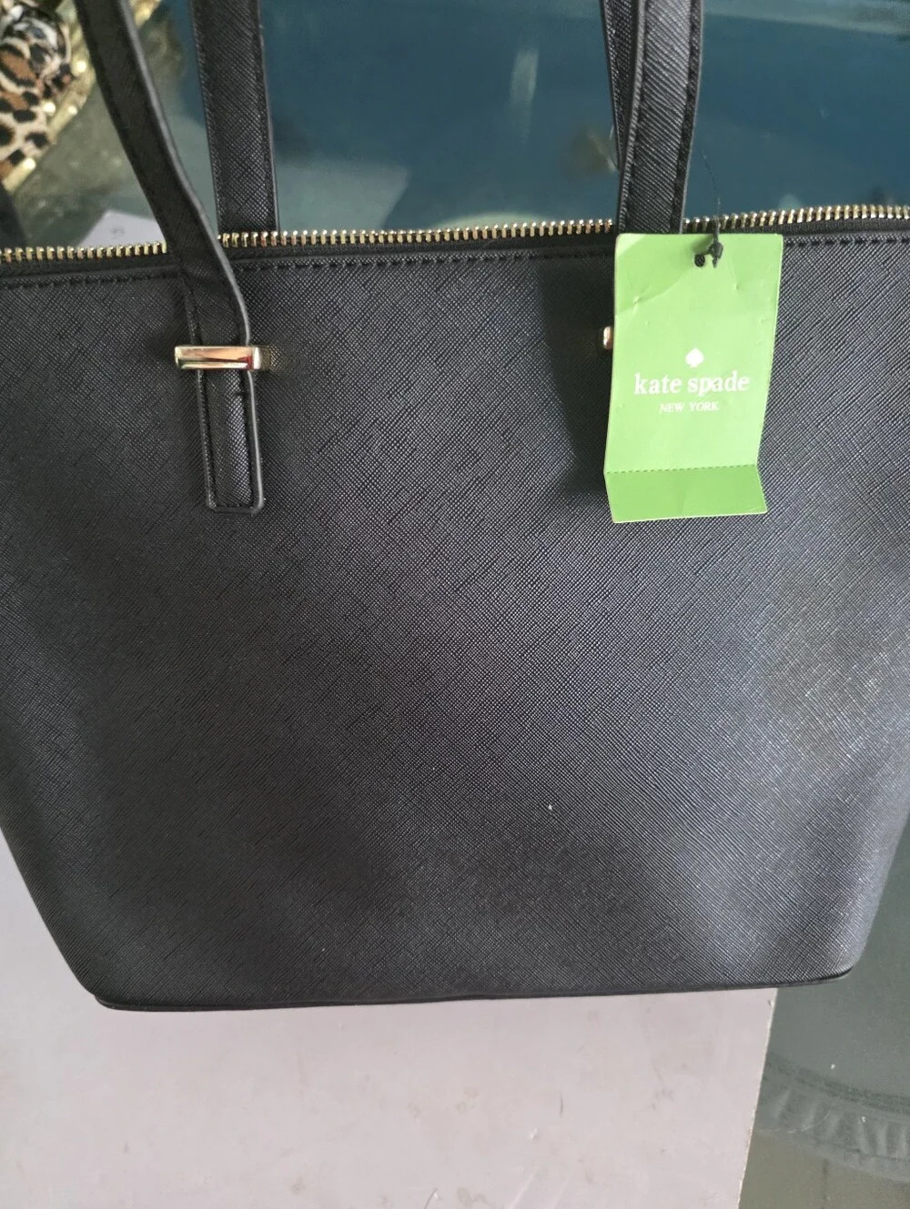 New Kate Spade Black Saffiano Tote with Gold Hardware